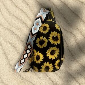 Sunflower Patterned Crossbody Bag